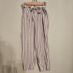 Madewell Linen Paperbag Style Crop Pants